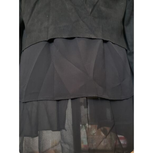 Gianni Bini Black 3 Tiered Long Sleeved Cardigan Dressy Suede Jacket - Picture 6 of 6